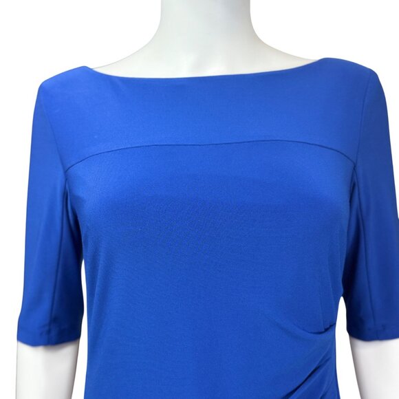 Lauren Ralph Lauren Womens Draped Sheath Dress Blue Size 8 Polyester Blend - Picture 3 of 7